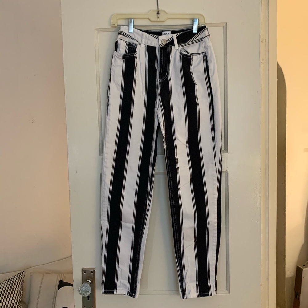 BDG Black and White striped Mom jeans